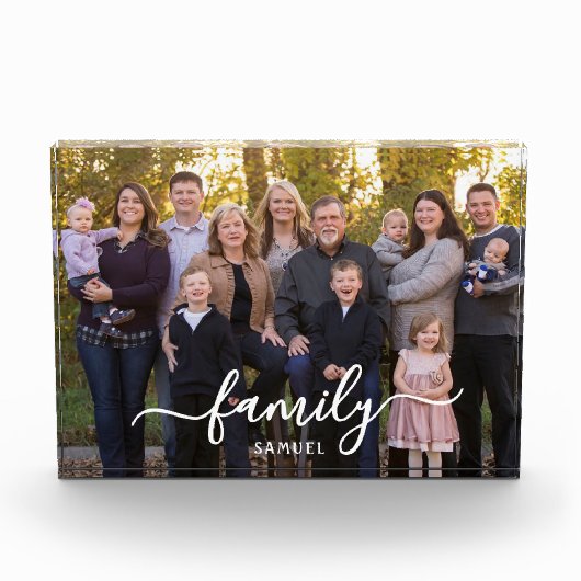 Personalized Family Photo Text Script Photo Block (Vorderseite)