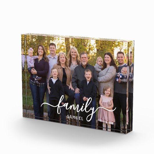 Personalized Family Photo Text Script Photo Block (Rechts)