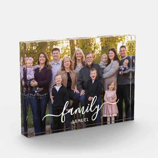 Personalized Family Photo Text Script Photo Block (Links)
