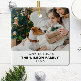 Personalized Family Photo With Pets Christmas Keramikornament