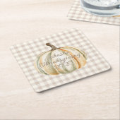 Personalized Family Thanksgiving Neutral Gingham  Rechteckiger Pappuntersetzer (angewinkelt)
