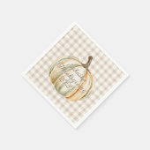 Personalized Family Thanksgiving Neutral Gingham  Serviette (Ecke)