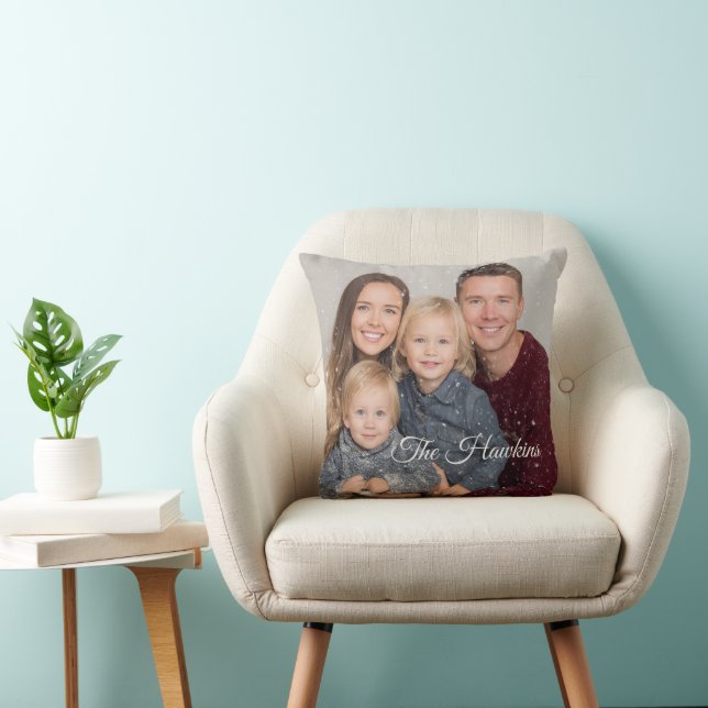 Personalized Family Throw Pillow – Photo & Name Kissen (Stuhl )