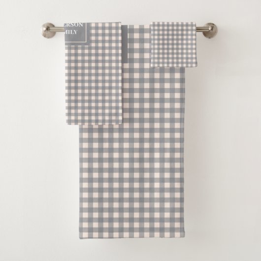 Personalized Family Towels Elegant Plaid Design Badhandtuch Set (Insitu)