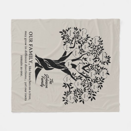 Personalized Family Tree Black And Tan Fleecedecke (Vorderseite (Horizontal))