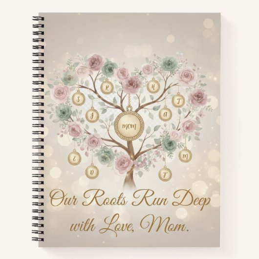 Personalized Family Tree Floral Notebook Notizblock (Vorderseite)