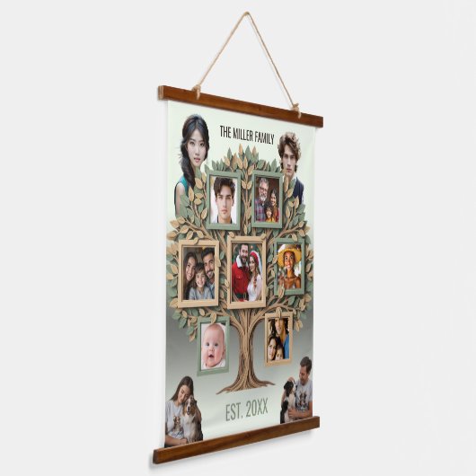 Personalized Family Tree Photo Wall Scroll Wandteppich Mit Holzrahmen (Gewinkelt)