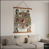 Personalized Family Tree Photo Wall Scroll Wandteppich Mit Holzrahmen