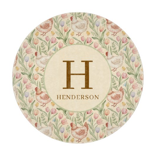 Personalized Farmhouse Monogram Glass Board Schneidebrett (Vorderseite)