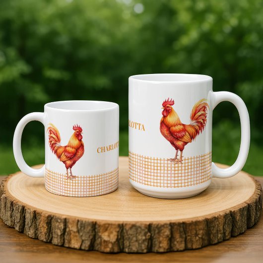 Personalized Farmhouse Rooster Name Mug Kaffeetasse