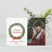 Personalized Farmhouse Wreath  Feiertagskarte (Stehend Vorderseite)