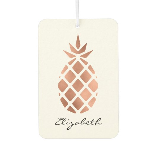 Personalized faux rose gold foil pineapple autolufterfrischer (Vorderseite)