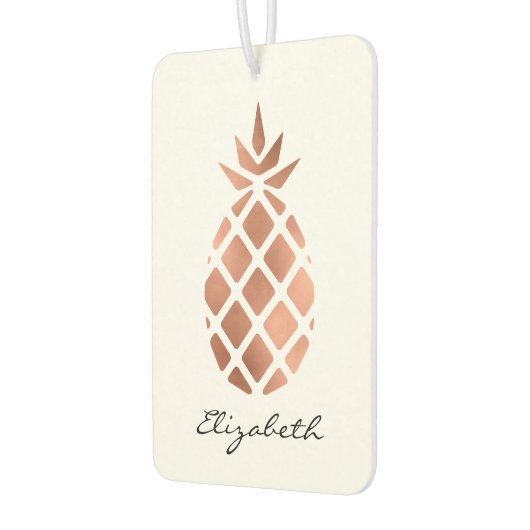 Personalized faux rose gold foil pineapple autolufterfrischer (Links)