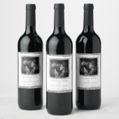 Personalized Faux Silver Frame Rustic Elegant Weinetikett (Flaschen)