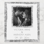 Personalized Faux Silver Frame Rustic Elegant Weinetikett (Einzelnes Label)