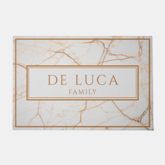 Personalized Faux White Marble Fußmatte (Vorderseite)