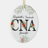 Personalized Favorite CNA Red Floral Christmas Keramik Ornament (Rechts)