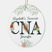Personalized Favorite CNA Red Floral Christmas Keramik Ornament (Links)