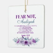 Personalized Fear Not Isaiah 41:10 Purple Floral Keramikornament (Links)