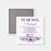 Personalized Fear Not Isaiah 41:10 Purple Floral Magnet (Vorderseite/Rückseite)