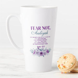 Personalized Fear Not Isaiah 41:10 Purple Floral Milchtasse