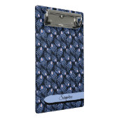 Personalized Feather Clipboard | Blue Pattern Mini Klemmbrett (Schrägansicht)