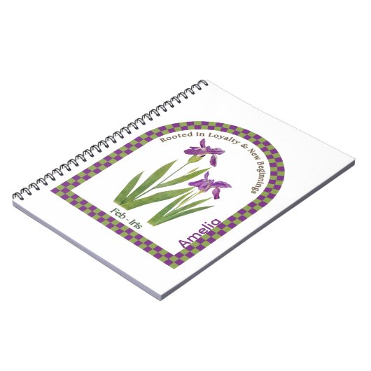 Personalized February Birth Month Flower Notebook Notizblock (Linke Seite)