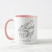 Personalized Female Piano Player Line Drawing      Tasse (Links)