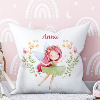 Personalized Feminine Fairy Girl Throw Pillow Kissen