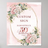 Personalized Feminine Rose Gold 50th Birthday Sign Poster (Vorne)