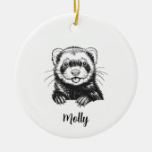 Personalized Ferret Christmas Keramik Ornament (Vorne)