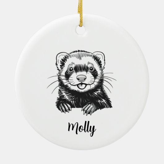 Personalized Ferret Christmas Keramik Ornament (Hinten)