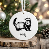 Personalized Ferret Christmas Keramik Ornament