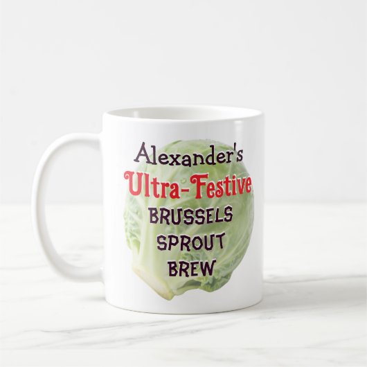 Personalized Festive Brussels Sprout Brew Funny Kaffeetasse (Links)