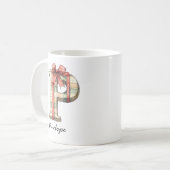 Personalized Festive Christmas Monogram P Mug Kaffeetasse (Vorderseite Links)
