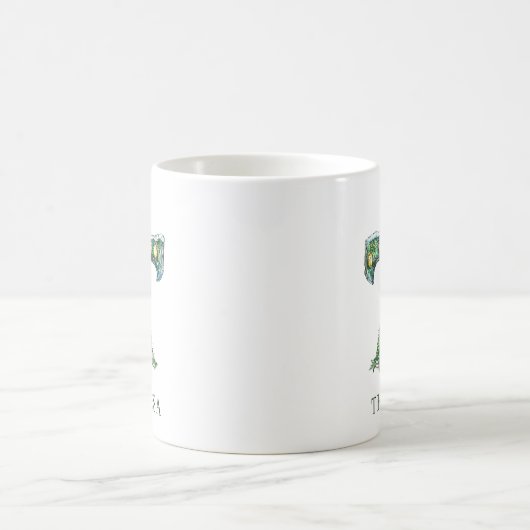 Personalized Festive Christmas Tree Monogram T Kaffeetasse (Mittel)