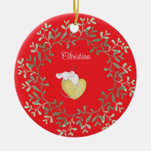 Personalized Field Mouse Wreath Keepsake Keramik Ornament