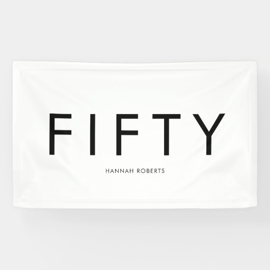 Personalized Fifty Bold 50th Birthday Party Banner (Horizontal)