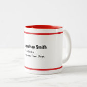 Personalized Firefighter Dad Name Thin Red Line Zweifarbige Tasse (VorderseiteRechts)