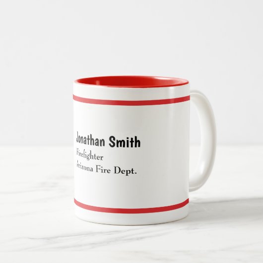 Personalized Firefighter Dad Name Thin Red Line Zweifarbige Tasse (VorderseiteRechts)