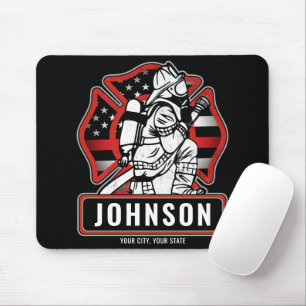 Personalized Firefighter Fire Dept Patriotic Flag Mousepad