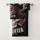 Personalized Firefighter Skull Fireman Fire Dept Badhandtuch Set (Insitu)