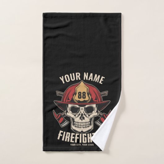 Personalized Firefighter Skull Fireman Fire Dept Badhandtuch Set (Handtuch)