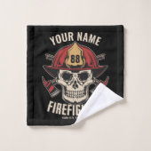Personalized Firefighter Skull Fireman Fire Dept Badhandtuch Set (Waschlappen)