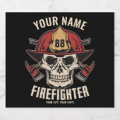 Personalized Firefighter Skull Fireman Fire Dept Bierflaschenetikett (Einzelnes Label)
