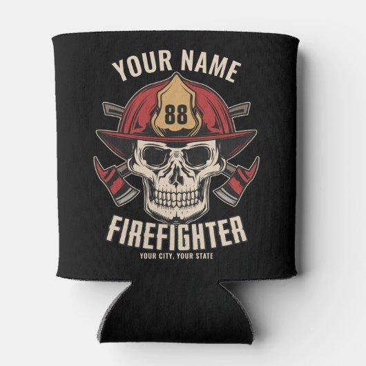 Personalized Firefighter Skull Fireman Fire Dept Dosenkühler (Rückseite)