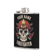 Personalized Firefighter Skull Fireman Fire Dept Flachmann (Links)