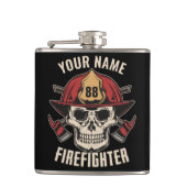 Personalized Firefighter Skull Fireman Fire Dept Flachmann (Vorderseite)