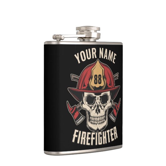 Personalized Firefighter Skull Fireman Fire Dept Flachmann (Rechts)