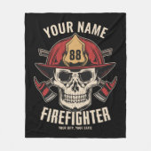 Personalized Firefighter Skull Fireman Fire Dept Fleecedecke (Vorderseite)